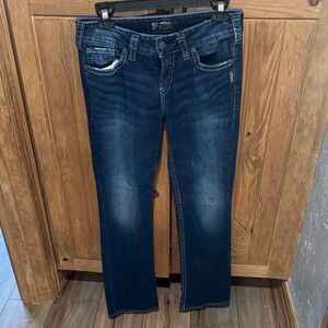 Silver Jeans Women's Dark Blue Straight Leg Jeans
